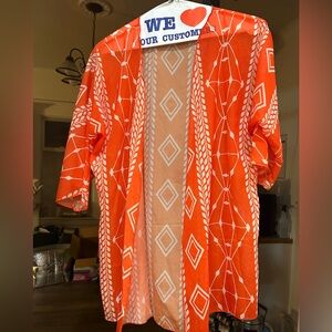 Vibrant Orange Geometric Kimono